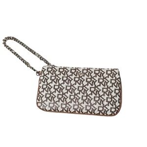 DKNY Classic Monogram Wristlet Brown And Tan Handbags Wallets NWOT